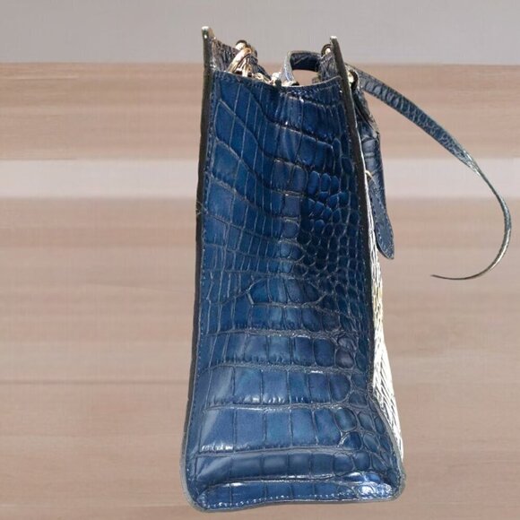 Dooney & Bourke Marine Blue Croc Embossed Leather Satchel - Picture 9 of 16